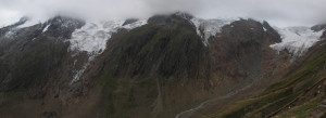 Alles nur noch Stumpen: Die Gletscherwelt von der Chelenalphütte aus, Blick nach Süd.