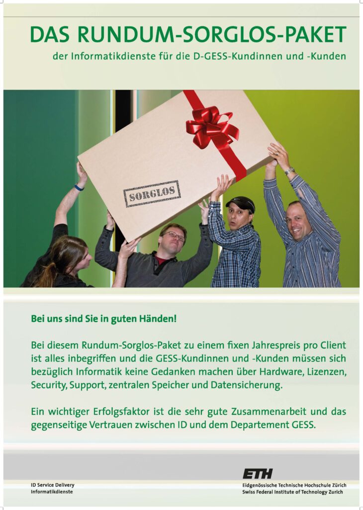 Flyer «Das Rundum-Sorglos-Paket» und in der 3. Ausgabe inside|out März 2014