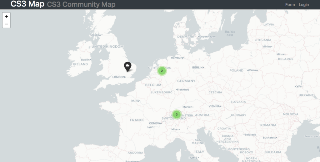 The interactive map with already a few site reports